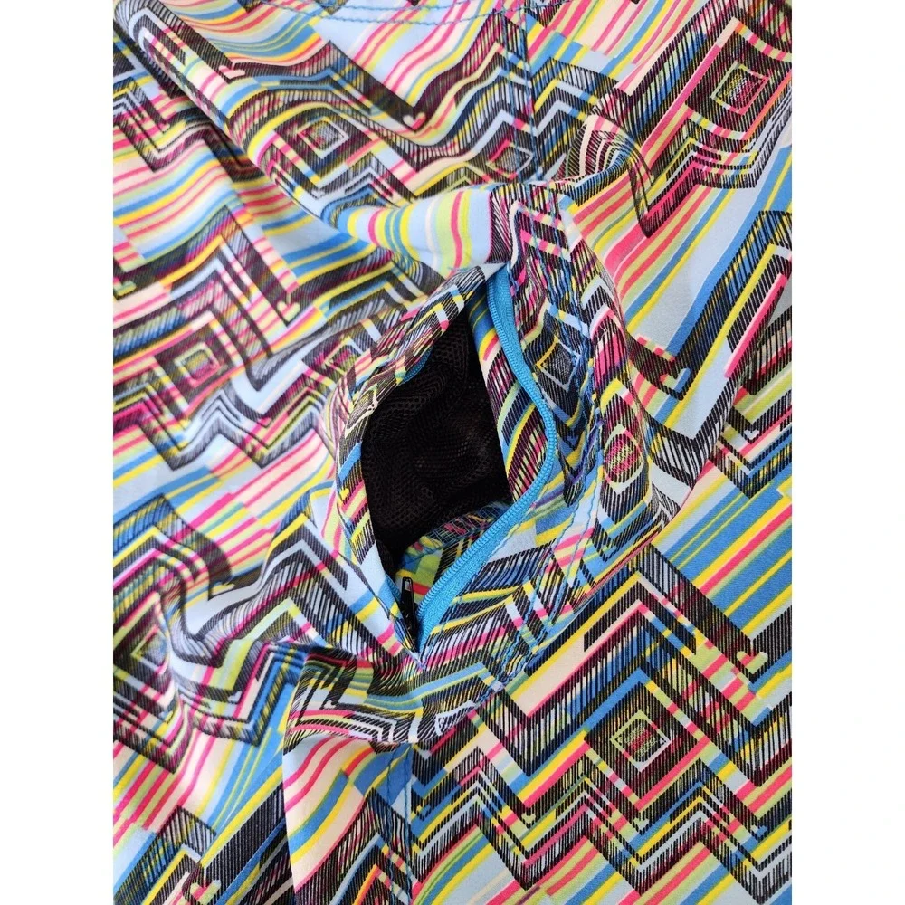 Pacific Surf By Exist Men Medium Multicolor Chevron Swim Drawstring Board Shorts